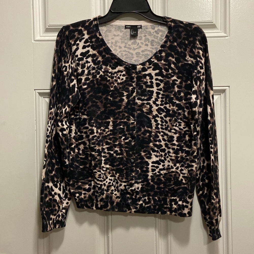 H&M size large animal print cardigan